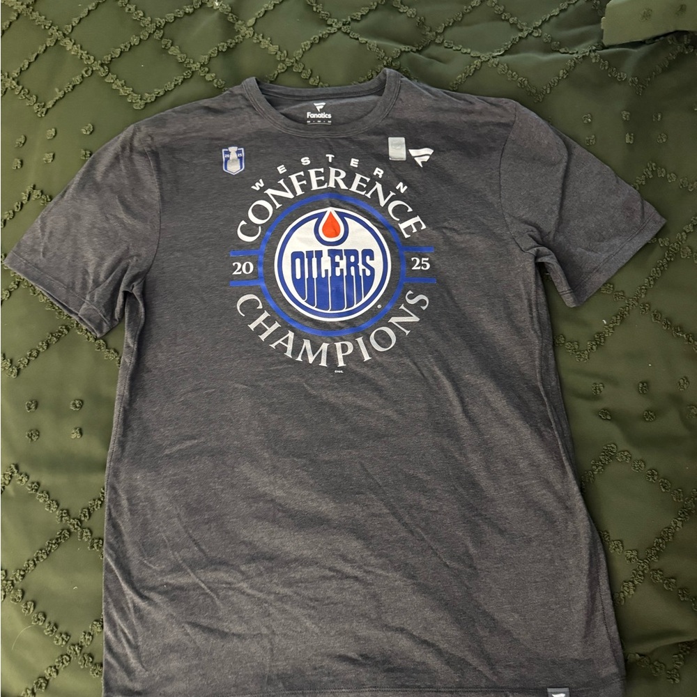 Fanatics Edmonton Oilers Charcoal Western Conference Champions Tee